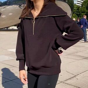 Elegant Black Zip-Up Sweater